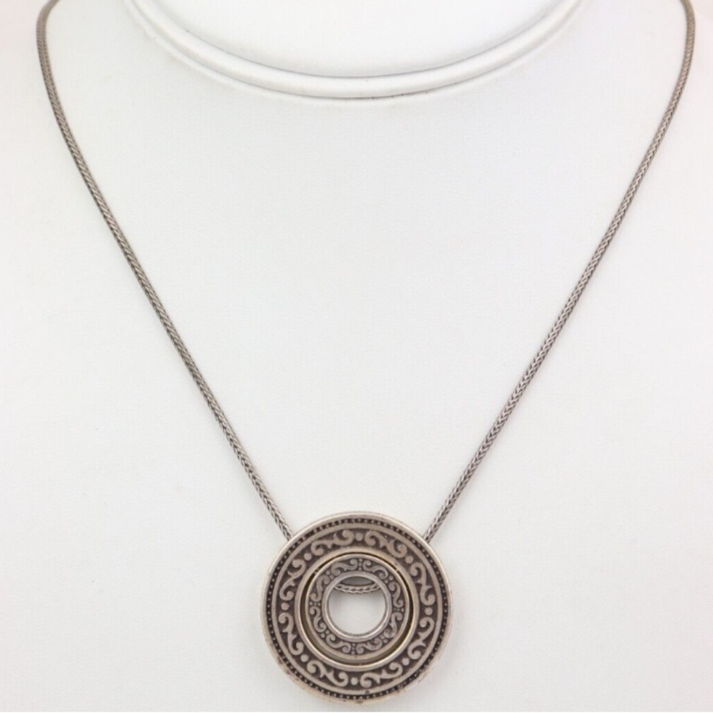 Brighton Central Park Silver Plated Scroll Halo Pendent Necklace - Picture 3 of 9
